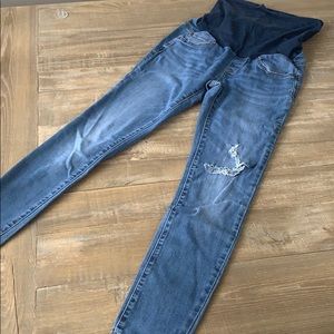 led distressed maternity jeans